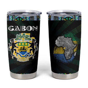 Gabon Roots Tumbler Cup African Pride in Fingerprint and Tribal Colors