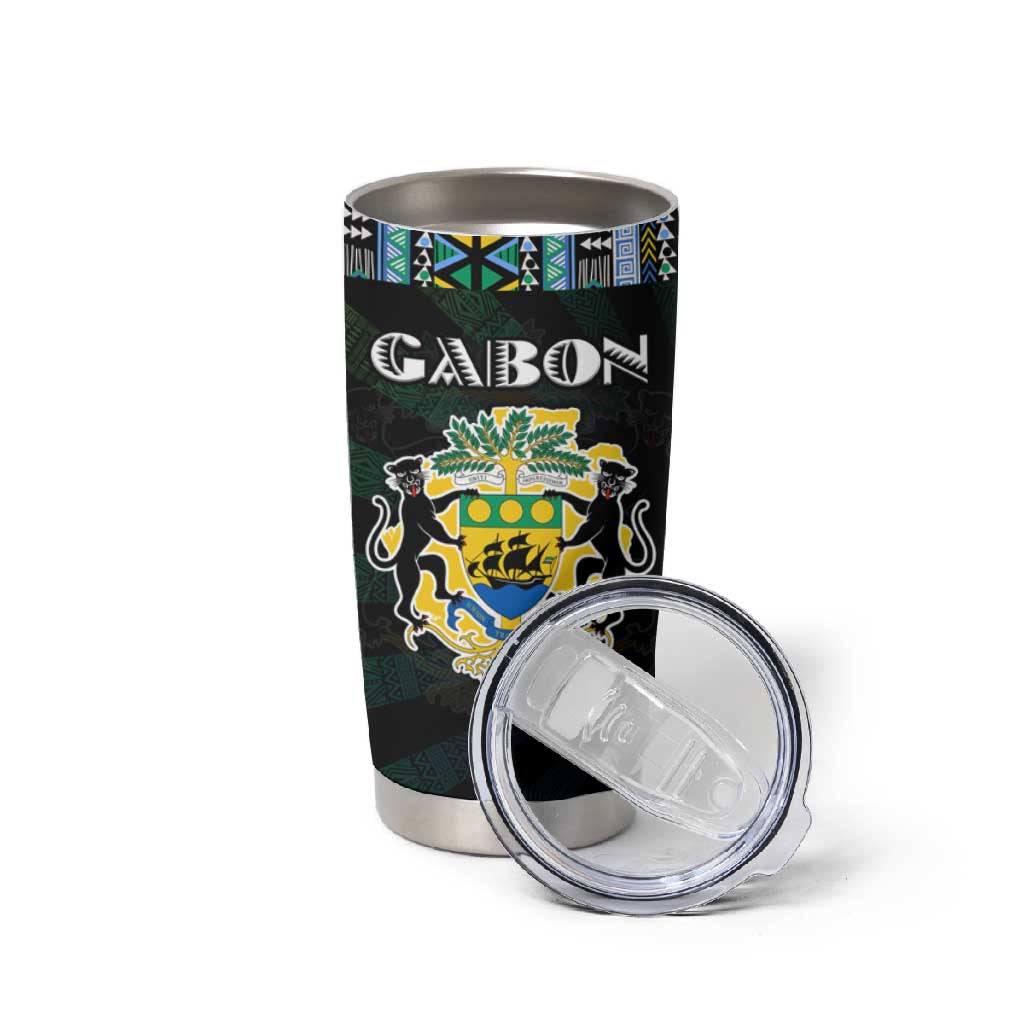 Gabon Roots Tumbler Cup African Pride in Fingerprint and Tribal Colors