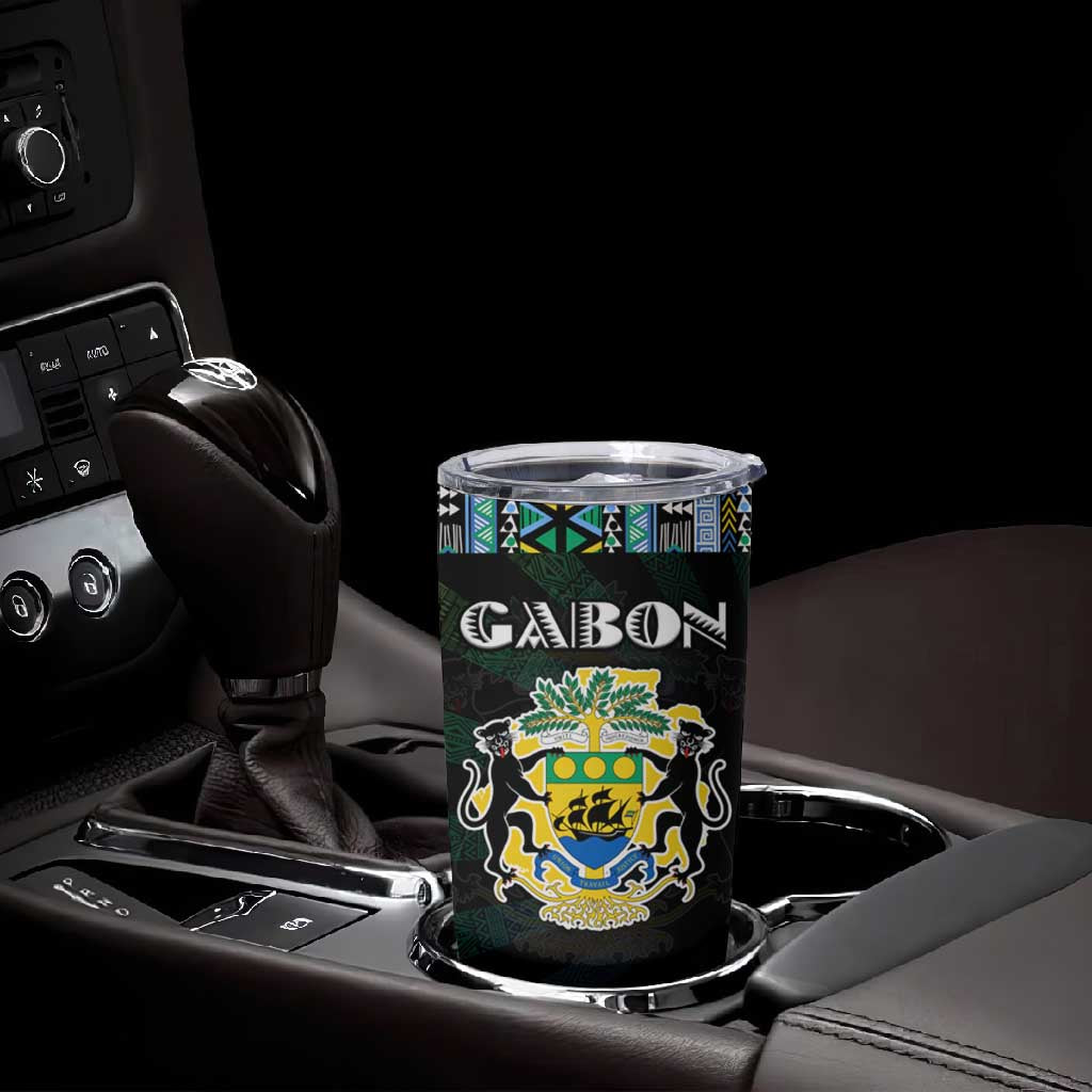 Gabon Roots Tumbler Cup African Pride in Fingerprint and Tribal Colors