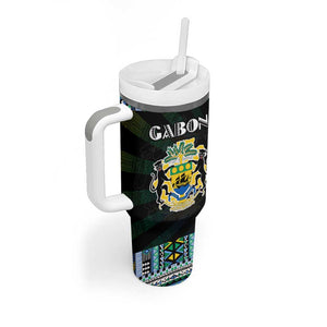 Gabon Roots Tumbler With Handle African Pride in Fingerprint and Tribal Colors