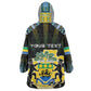Personalized Gabon Roots Wearable Blanket Hoodie African Pride in Fingerprint and Tribal Colors