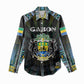 Personalized Gabon Roots Women Casual Shirt African Pride in Fingerprint and Tribal Colors