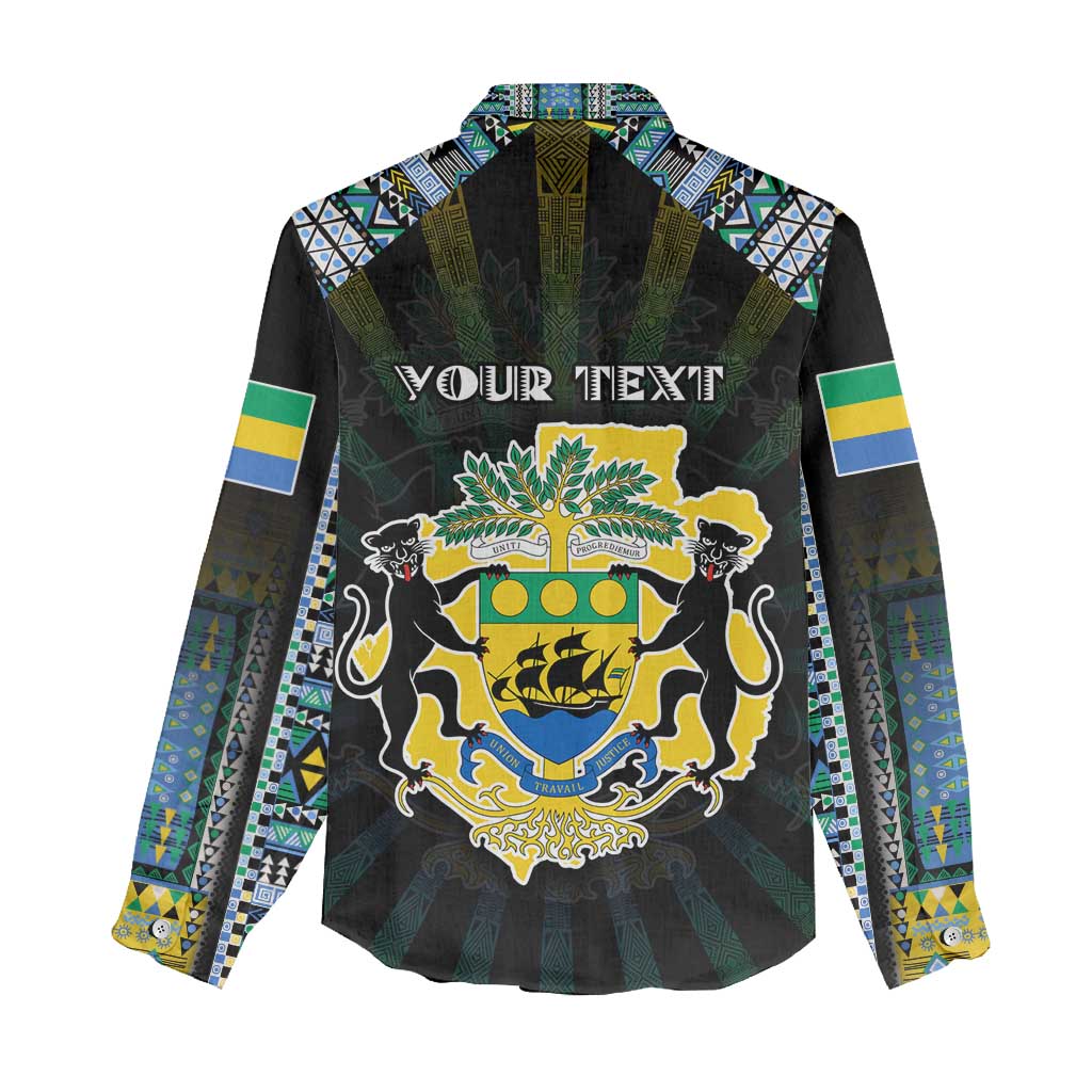 Personalized Gabon Roots Women Casual Shirt African Pride in Fingerprint and Tribal Colors