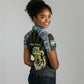 Personalized Gabon Roots Women Polo Shirt African Pride in Fingerprint and Tribal Colors