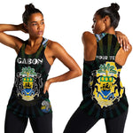 Personalized Gabon Roots Women Racerback Tank African Pride in Fingerprint and Tribal Colors