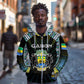 Personalized Gabon Roots Zip Hoodie African Pride in Fingerprint and Tribal Colors