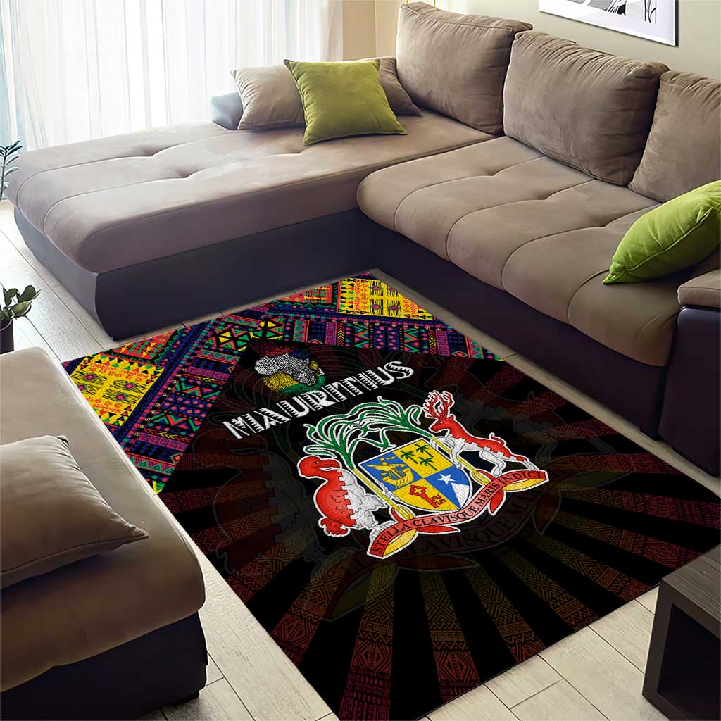 Mauritius Roots Area Rug African Pride in Fingerprint and Tribal Colors