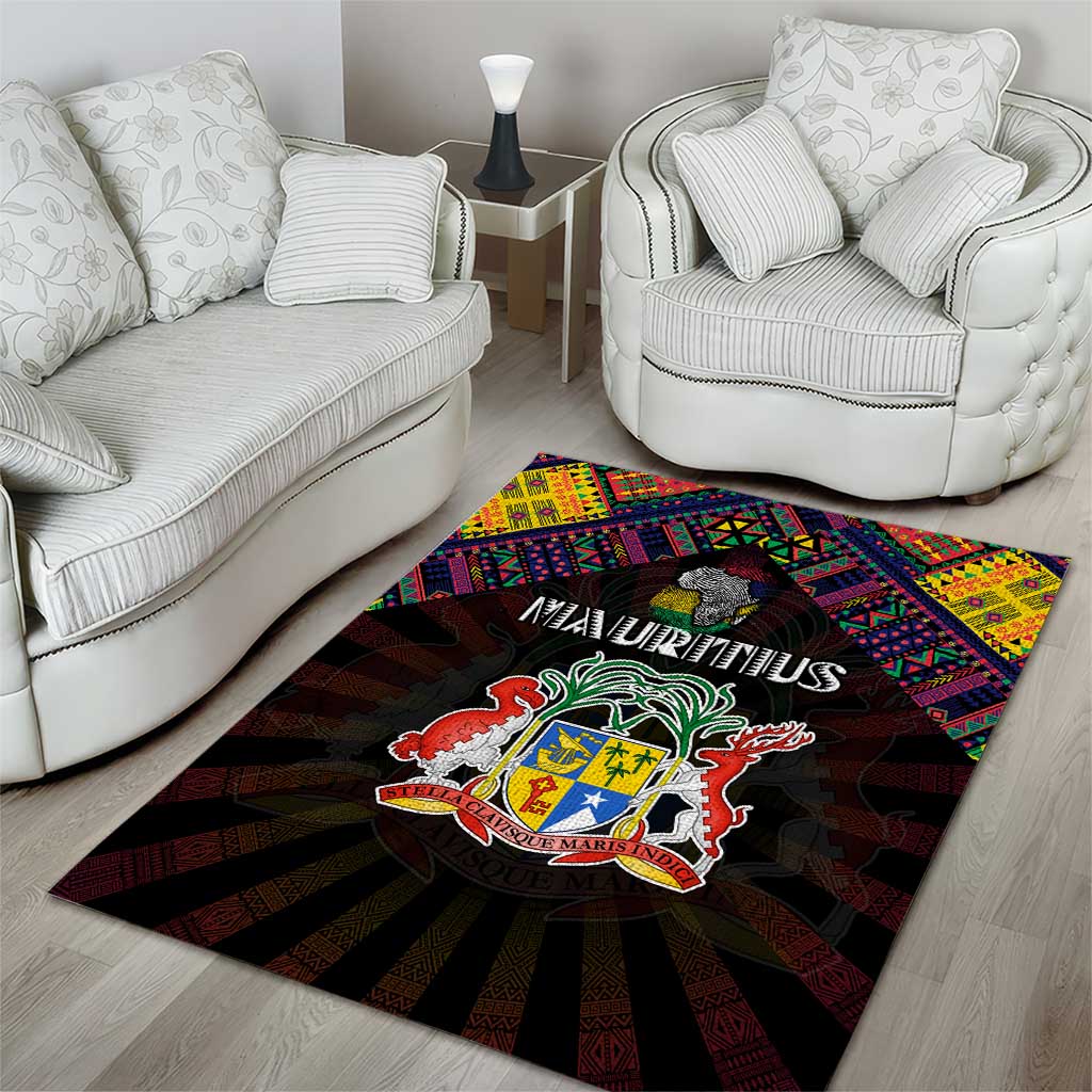 Mauritius Roots Area Rug African Pride in Fingerprint and Tribal Colors