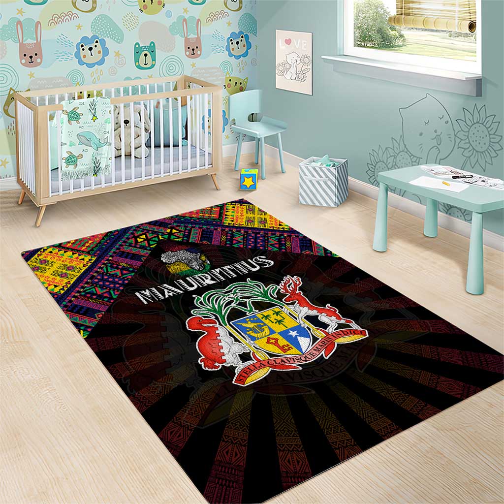 Mauritius Roots Area Rug African Pride in Fingerprint and Tribal Colors