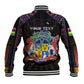 Personalized Mauritius Roots Baseball Jacket African Pride in Fingerprint and Tribal Colors
