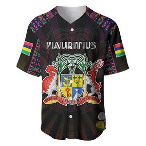 Personalized Mauritius Roots Baseball Jersey African Pride in Fingerprint and Tribal Colors