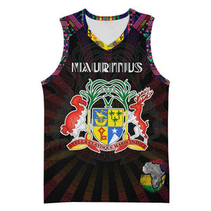 Personalized Mauritius Roots Basketball Jersey African Pride in Fingerprint and Tribal Colors - African Pride