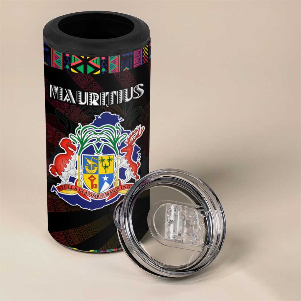 Mauritius Roots 4 in 1 Can Cooler Tumbler African Pride in Fingerprint and Tribal Colors