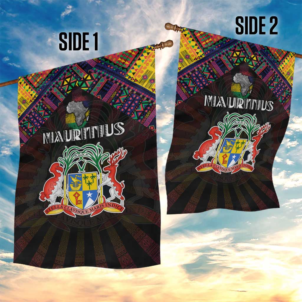 Mauritius Roots Garden Flag African Pride in Fingerprint and Tribal Colors