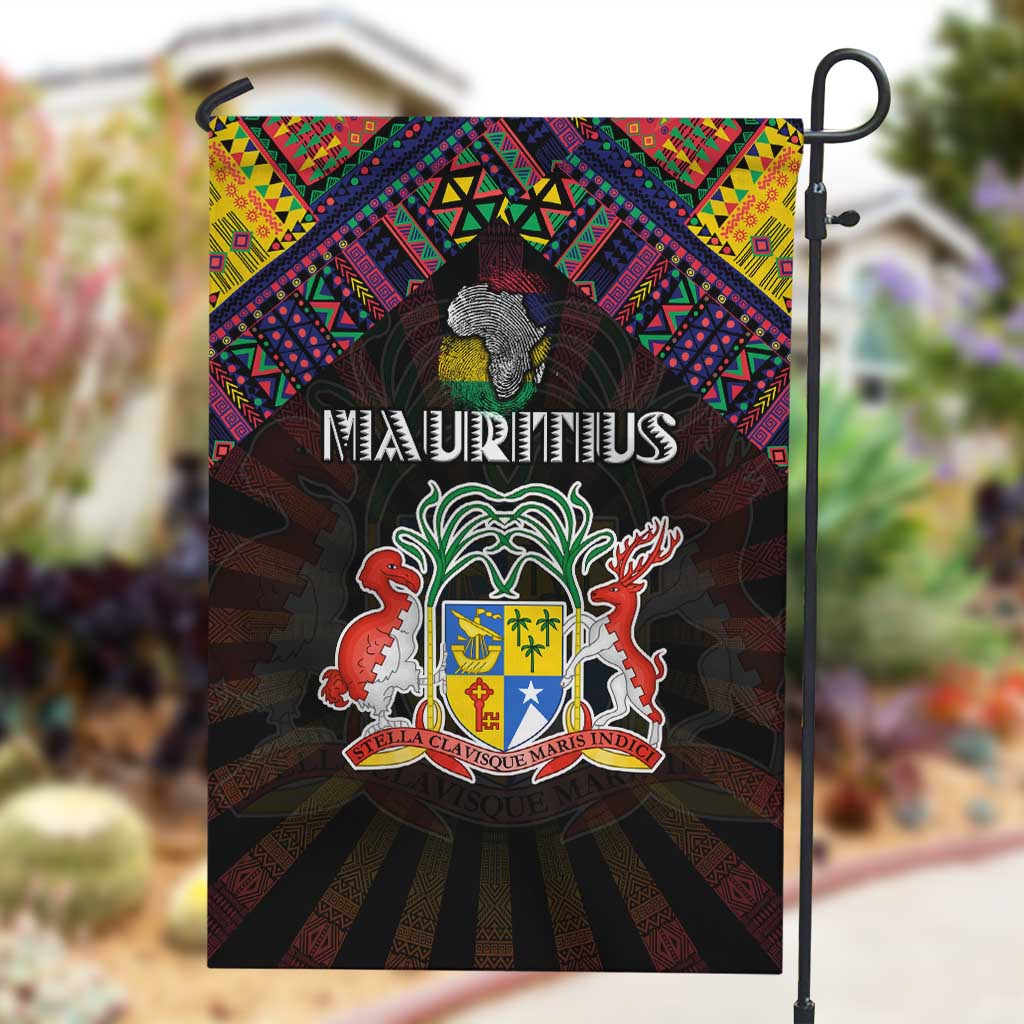 Mauritius Roots Garden Flag African Pride in Fingerprint and Tribal Colors