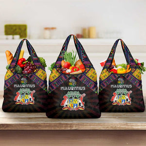 Mauritius Roots Grocery Bag African Pride in Fingerprint and Tribal Colors