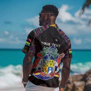 Personalized Mauritius Roots Hawaiian Shirt African Pride in Fingerprint and Tribal Colors