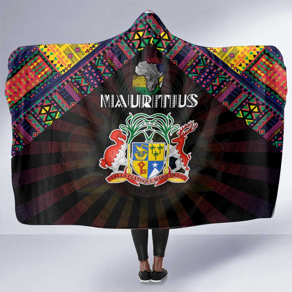 Mauritius Roots Hooded Blanket African Pride in Fingerprint and Tribal Colors