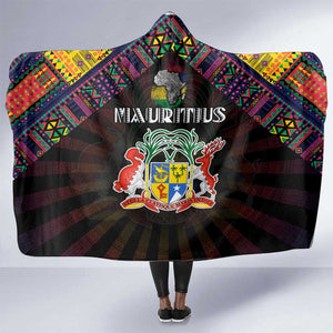 Mauritius Roots Hooded Blanket African Pride in Fingerprint and Tribal Colors