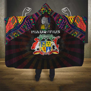 Mauritius Roots Hooded Blanket African Pride in Fingerprint and Tribal Colors