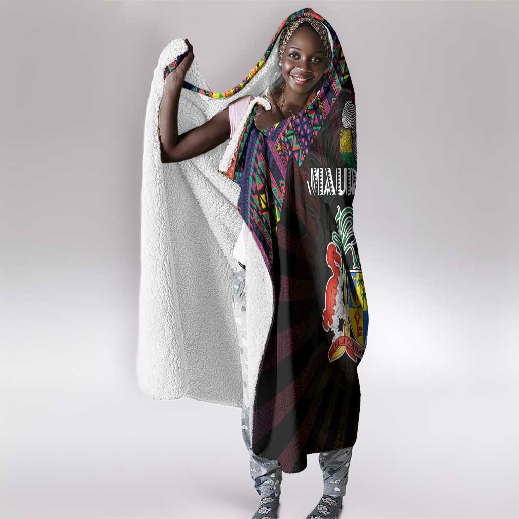 Mauritius Roots Hooded Blanket African Pride in Fingerprint and Tribal Colors