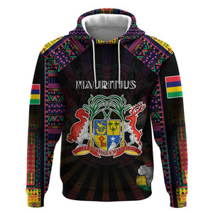 Personalized Mauritius Roots Hoodie African Pride in Fingerprint and Tribal Colors