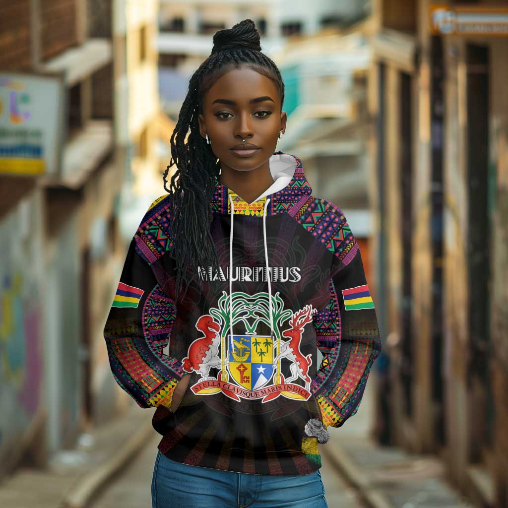 Personalized Mauritius Roots Hoodie African Pride in Fingerprint and Tribal Colors