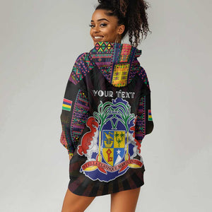 Personalized Mauritius Roots Hoodie Dress African Pride in Fingerprint and Tribal Colors