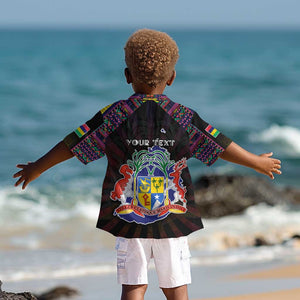 Personalized Mauritius Roots Kid Hawaiian Shirt African Pride in Fingerprint and Tribal Colors