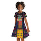 Personalized Mauritius Roots Kid Short Sleeve Dress African Pride in Fingerprint and Tribal Colors