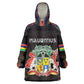 Personalized Mauritius Roots Kid Wearable Blanket Hoodie African Pride in Fingerprint and Tribal Colors