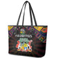 Mauritius Roots Leather Tote Bag African Pride in Fingerprint and Tribal Colors
