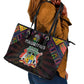 Mauritius Roots Leather Tote Bag African Pride in Fingerprint and Tribal Colors