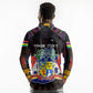 Personalized Mauritius Roots Long Sleeve Polo Shirt African Pride in Fingerprint and Tribal Colors