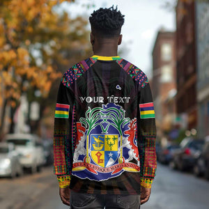 Personalized Mauritius Roots Long Sleeve Shirt African Pride in Fingerprint and Tribal Colors