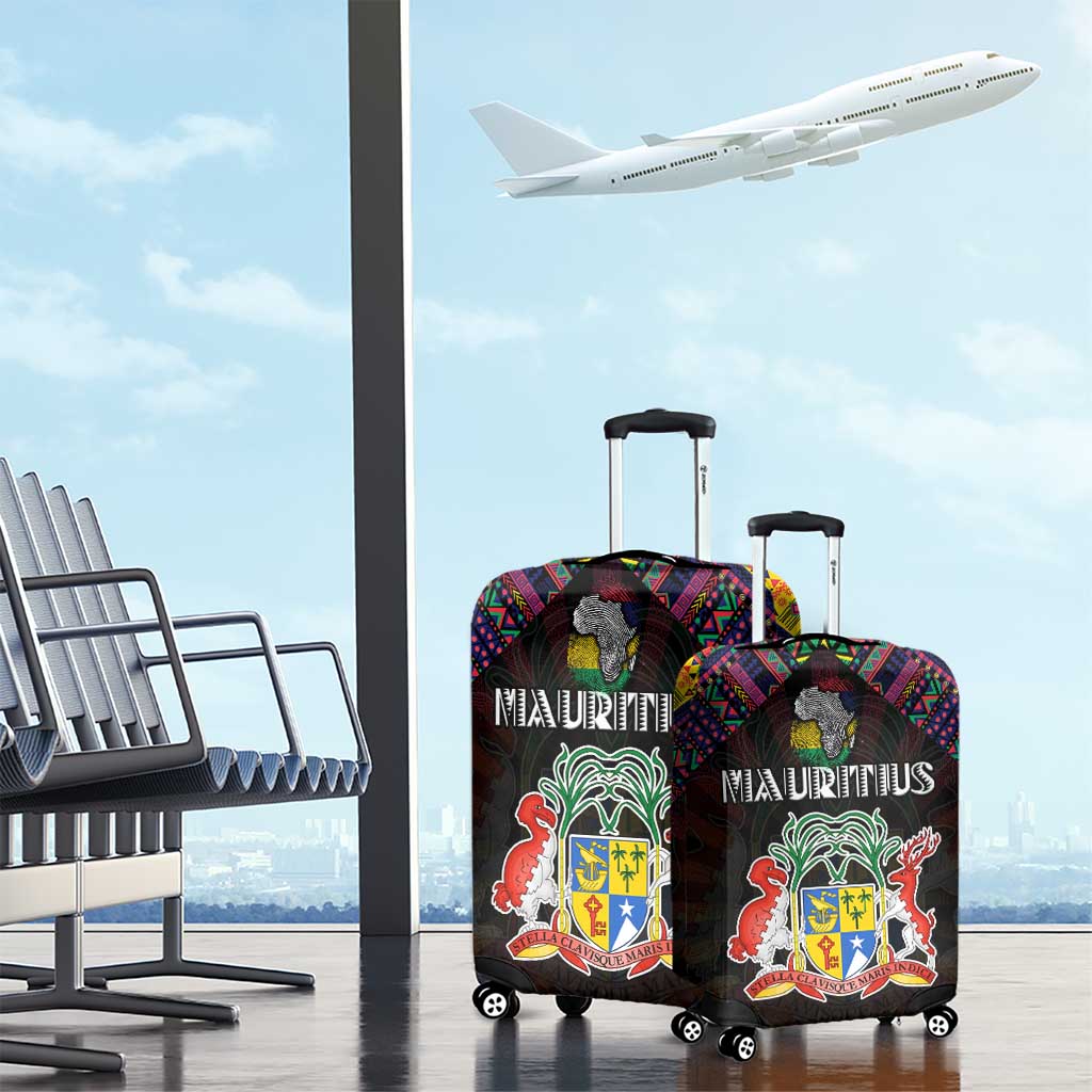 Mauritius Roots Luggage Cover African Pride in Fingerprint and Tribal Colors