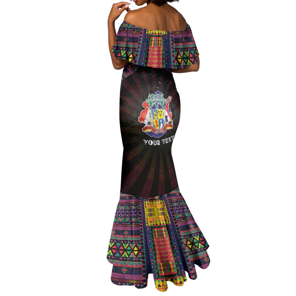 Personalized Mauritius Roots Mermaid Dress African Pride in Fingerprint and Tribal Colors