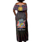 Personalized Mauritius Roots Off Shoulder Maxi Dress African Pride in Fingerprint and Tribal Colors