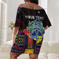 Personalized Mauritius Roots Off Shoulder Short Dress African Pride in Fingerprint and Tribal Colors