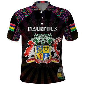 Personalized Mauritius Roots Polo Shirt African Pride in Fingerprint and Tribal Colors