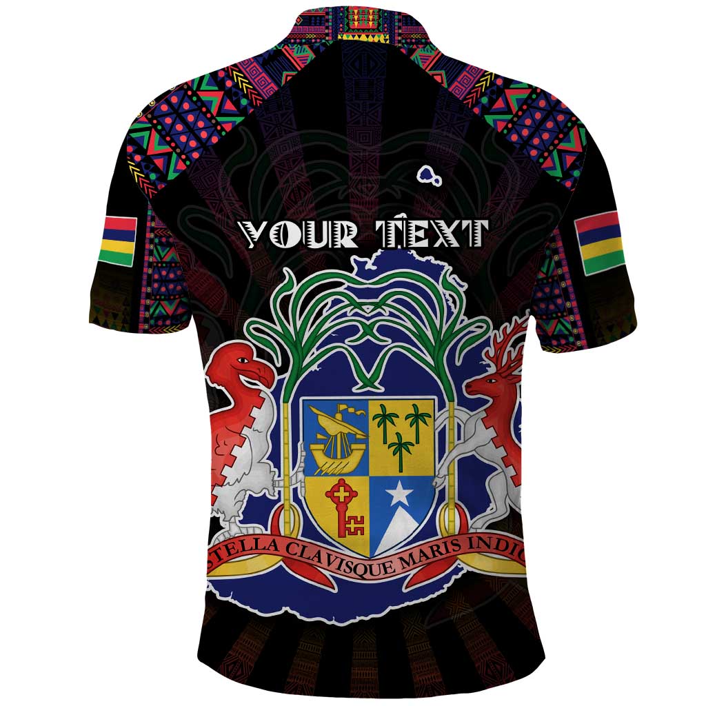 Personalized Mauritius Roots Polo Shirt African Pride in Fingerprint and Tribal Colors