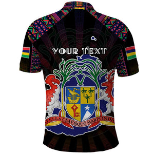 Personalized Mauritius Roots Polo Shirt African Pride in Fingerprint and Tribal Colors
