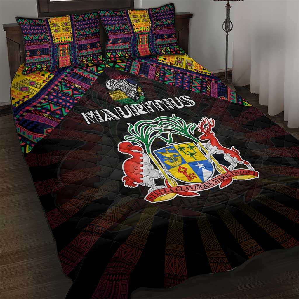 Mauritius Roots Quilt Bed Set African Pride in Fingerprint and Tribal Colors