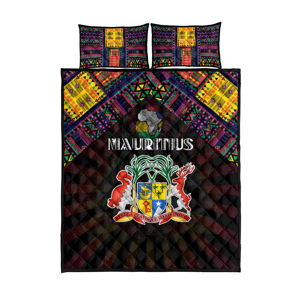 Mauritius Roots Quilt Bed Set African Pride in Fingerprint and Tribal Colors