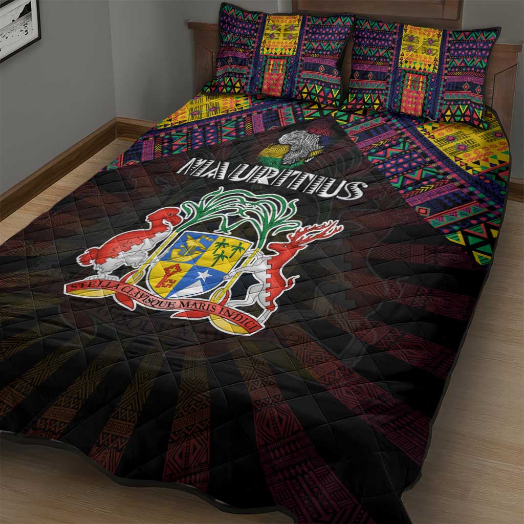 Mauritius Roots Quilt Bed Set African Pride in Fingerprint and Tribal Colors