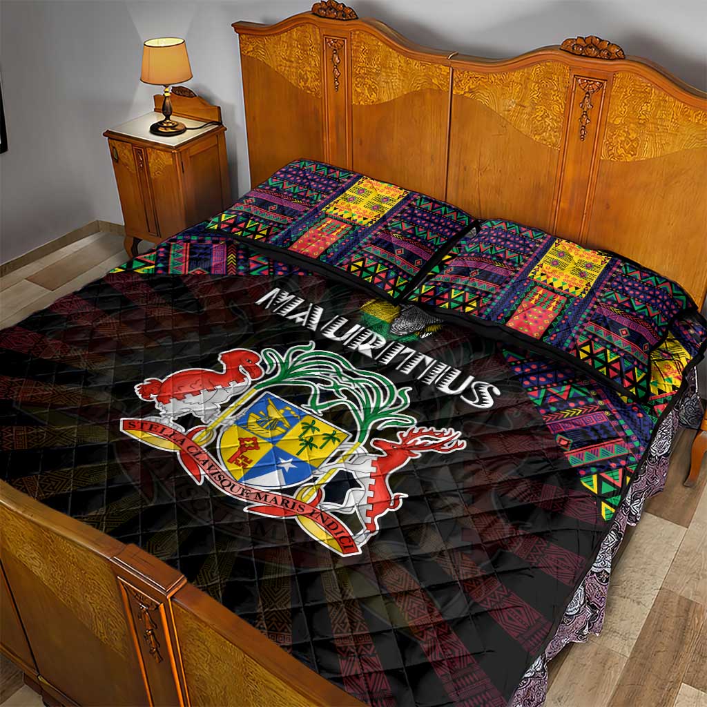 Mauritius Roots Quilt Bed Set African Pride in Fingerprint and Tribal Colors