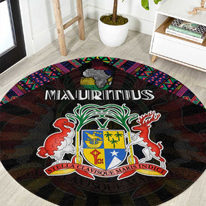 Mauritius Roots Round Carpet African Pride in Fingerprint and Tribal Colors