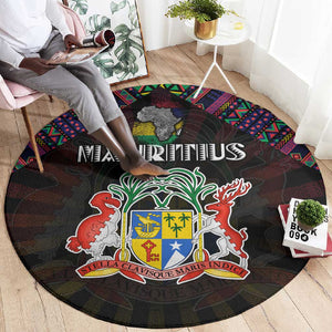 Mauritius Roots Round Carpet African Pride in Fingerprint and Tribal Colors