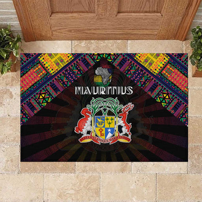 Mauritius Roots Rubber Doormat African Pride in Fingerprint and Tribal Colors