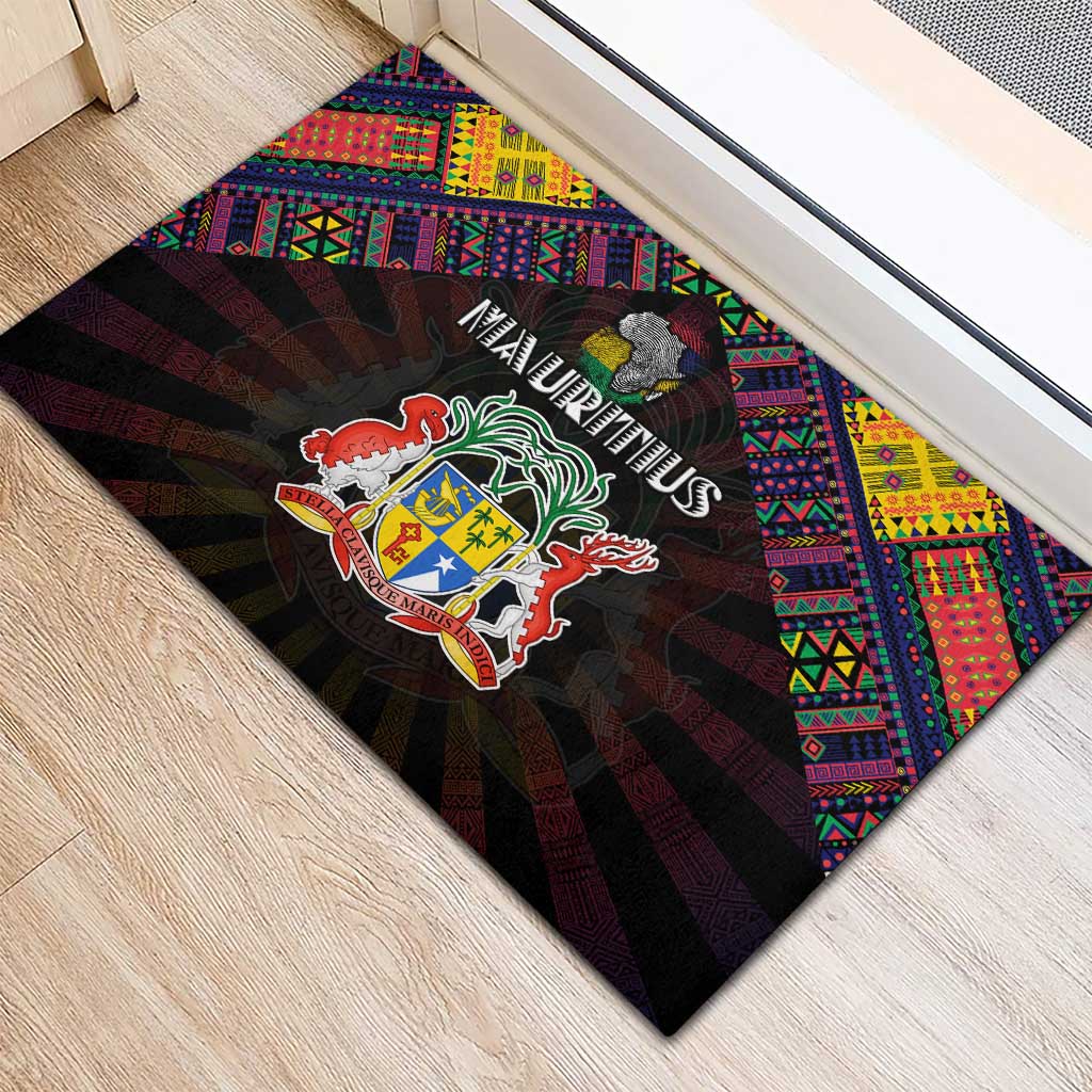 Mauritius Roots Rubber Doormat African Pride in Fingerprint and Tribal Colors